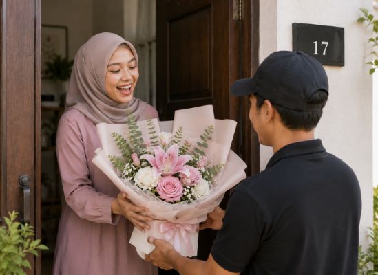 kejutan kiriman bunga